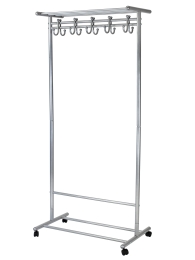 Вешалка напольная на колесах М 9 металлик с крючками