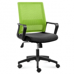Офисное кресло эконом Бит LB черный пластик / зеленая сетка / черная ткань