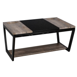 Стол журнальный BeautyStyle 33 дуб крымский состаренный/венге/стекло черное
