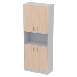 Офисный шкаф ШБ-4 цвет Серый+Дуб Молочный 77/37/200 см