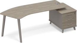 Стол руководителя правый эргономичный на тумбе малой Мокко-Вяз ТМ М1 132 МП ВЛ ВЛ 245,8/100/75,6