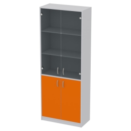 Офисный шкаф ШБ-3+А5 графит цвет Серый+Оранж 77/37/200 см
