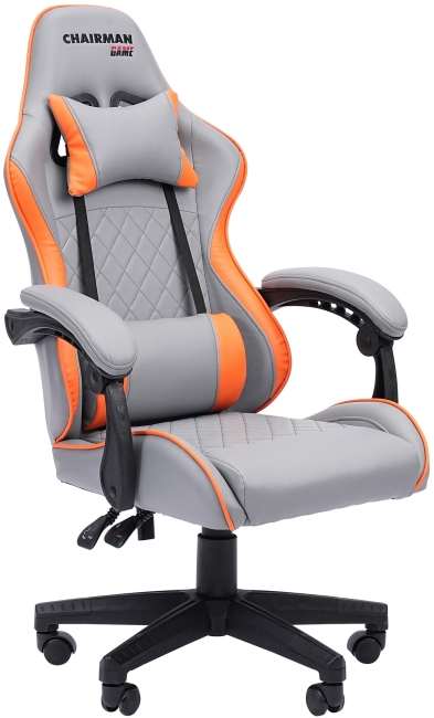 Игровое кресло CHAIRMAN CH28 экокожа серый/оранжевый