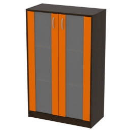 Офисный шкаф СБ-60+ДВ-62 матовый цвет Венге+Оранж 77/37/123 см
