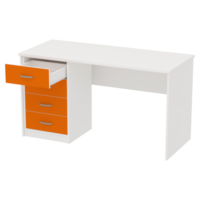 Офисный стол СТ-42+ТС-27 цвет Белый+Оранж 140/60/76 см