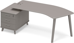 Стол руководителя эргономичный на опорной тумбе малой левый Мокко премиум ТМ М1 129 МП МП МП 225,8/100/75,6