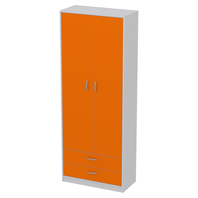Шкаф для одежды ШО-37 цвет Серый+Оранжевый 77/37/200 см