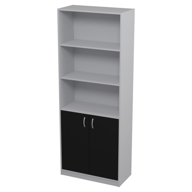 Шкаф для офиса ШБ-3 цвет Серый + Черный 77/37/200 см