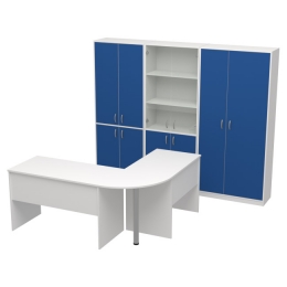 Комплект офисной мебели КП-11 цвет Белый+Синий