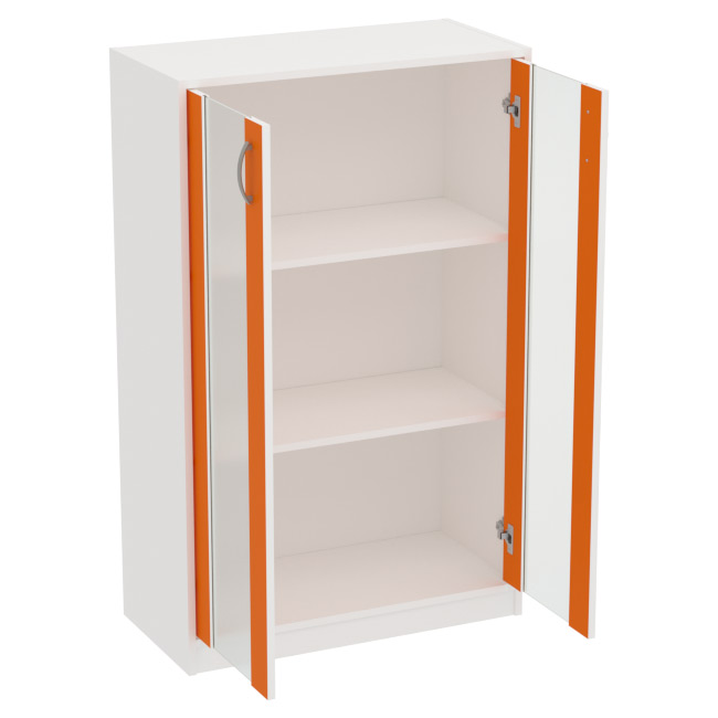 Офисный шкаф СБ-60+ДВ-62 матовый цвет Белый+Оранжевый 77/37/123 см
