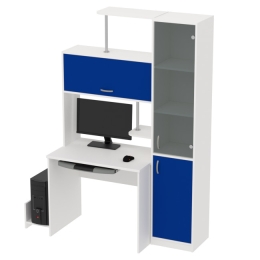 Компьютерный стол цвет Белый+Синий КП-СК-13 графит 130/60/202 см