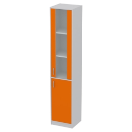 Офисный шкаф СБ-3+ДВ-62 матовый цвет Серый+Оранж 40/37/200 см
