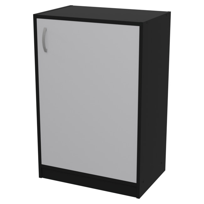 Шкаф для офиса СБ-38+ДВ-46 цвет Черный + Серый 56/37/85 см