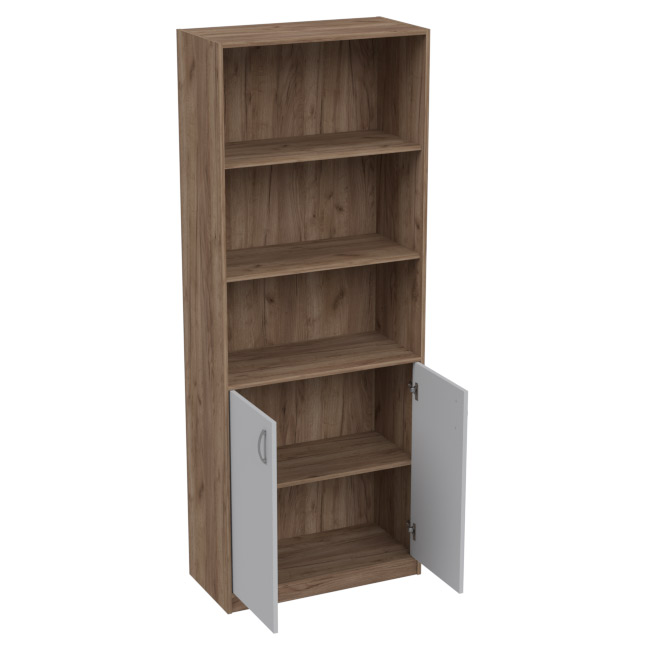 Офисный шкаф ШБ-3 цвет Дуб Крафт+Серый 77/37/200 см