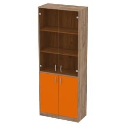 Офисный шкаф ШБ-3+А5 тон. бронза цвет крафт+оранж 77/37/200 см