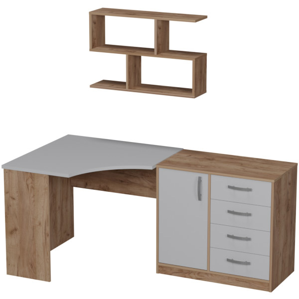 Комплект офисной мебели КП-18 цвет Дуб Крафт+Серый
