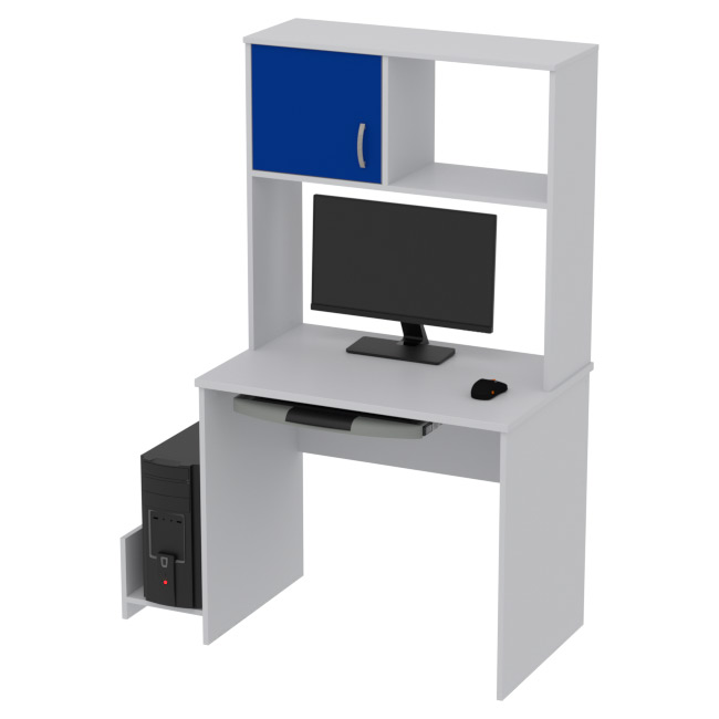 Компьютерный стол КП-СК-6 цвет Серый+Синий 90/60/163 см