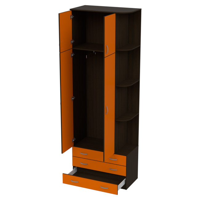 Офисный шкаф для одежды ШО-45 цвет Венге+Оранж 89/45/260 см