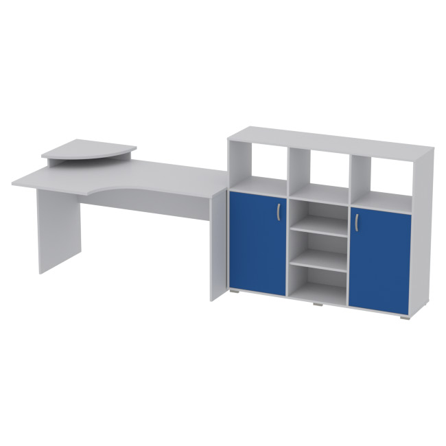Комплект офисной мебели КП-9 цвет Серый+Синий