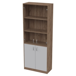Офисный шкаф ШБ-3+А-5 прозр. цвет Дуб Крафт+Серый 77/37/201