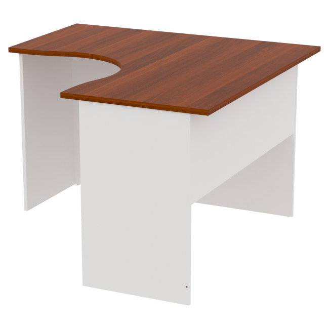 Офисный стол эргономичный цвет Белый+Орех СТУ-11 120/120/76 см