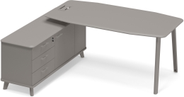 Стол руководителя на опорной тумбе левый Мокко премиум ТМ М1 109 МП МП МП 196,4/164,2/75,6