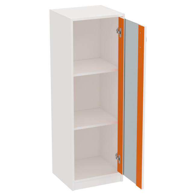 Офисный шкаф СБ-61+ДВ-62 графит цвет Белый+Оранжевый 40/37/123 см