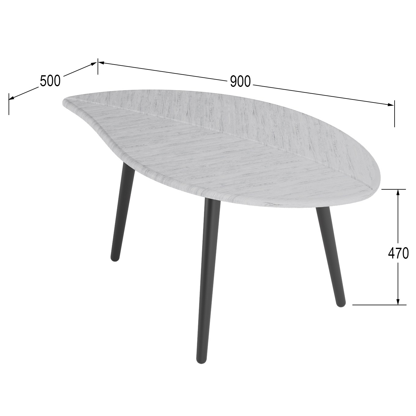 Стол журнальный Берли (12 мм) дуб грей/чёрный