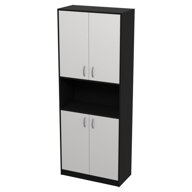 Шкаф для офиса ШБ-4 цвет Черный + Белый 77/37/200 см