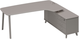 Стoл руководителя эргономичный с опорной тумбой правый Мокко премиум ТМ М1 124 МП МП МП 216,4/161,2/75,6