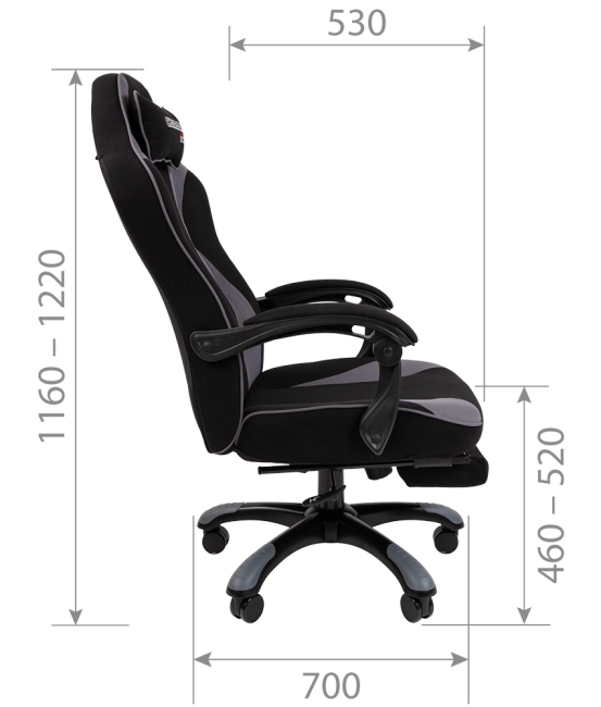 Игровое кресло Chairman game 35 ткань черный серый