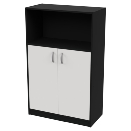 Офисный стеллаж СБ-63 цвет Черный + Белый 77/37/123 см