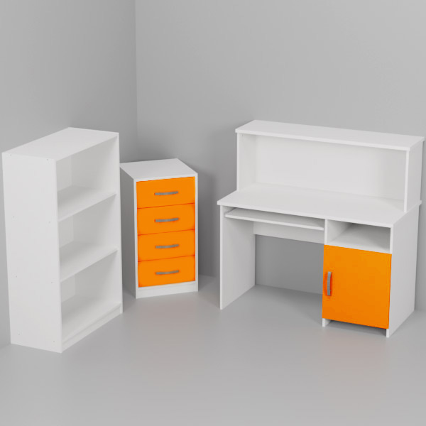 Комплект офисной мебели КП-22 цвет Белый+Оранж