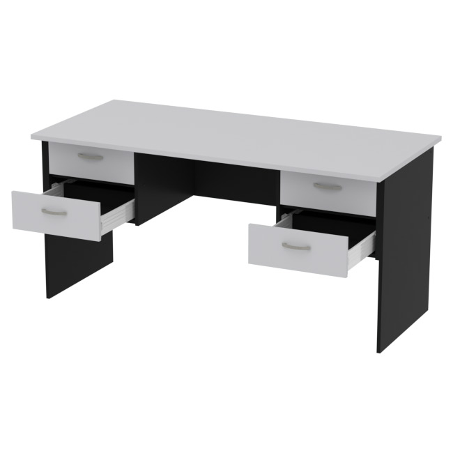 Офисный стол СТ+4Т-10 цвет Черный + Серый 160/73/76 см