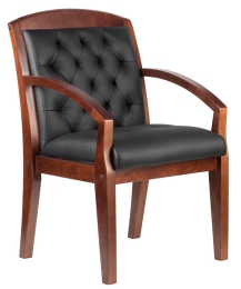 Конференц-кресло из кожи RIVA Wood M 175 D Черное