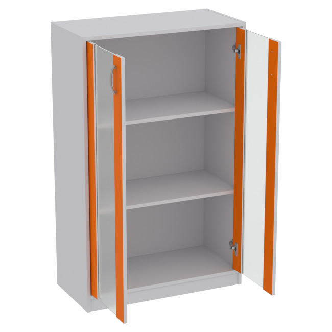 Офисный шкаф СБ-60+ДВ-62 матовый цвет Серый+Оранж 77/37/123 см