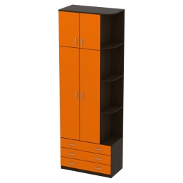Офисный шкаф для одежды ШО-45 цвет Венге+Оранж  89/45/260 см