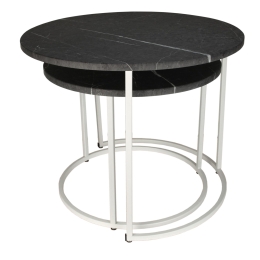 Стол журнальный МеталлАрт М001 черный мрамор/белый