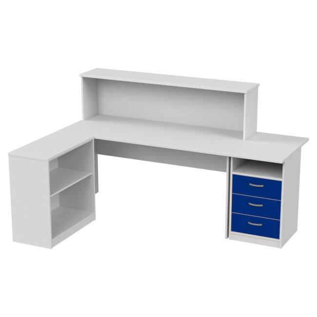 Комплект офисной мебели КП-12 цвет Белый+синий