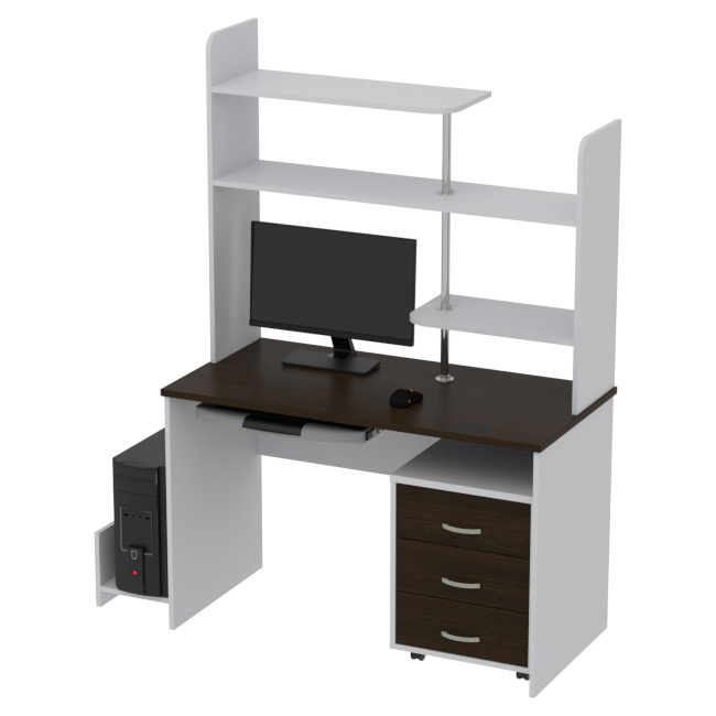 Компьютерный стол КП-СК-12 цвет Серый+Венге 120/60/176 см