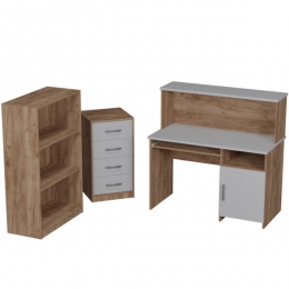 Комплект офисной мебели КП-22 цвет Дуб Крафт+Серый