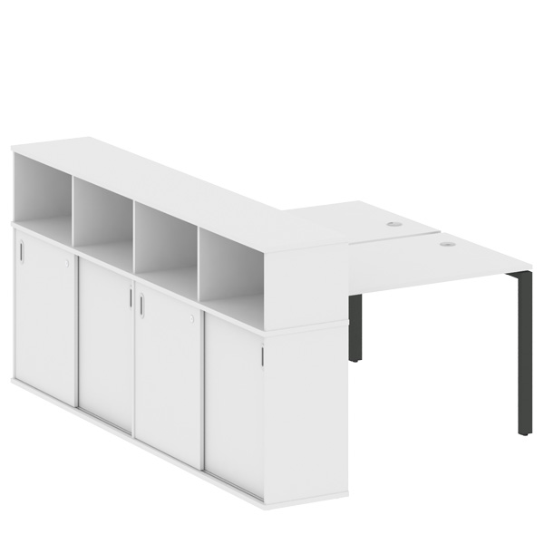 Стол письменный на П-образном м/к с опорным шкафом-купе 161/233/109 METAL SYSTEM БП.РС-СШК-4.2 Белый-Антрацит