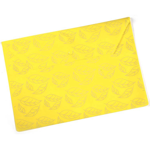 Конверт на кнопке PK813NYEL A4 с рисунком "Листочки" желтый