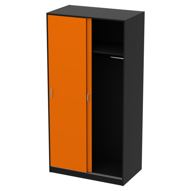 Шкаф для одежды ШК-2 Цвет Черный + Оранж 100/58/200