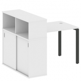 Стол письменный на П-образном м/к с опорным шкафом-купе 141/112/109 METAL SYSTEM БП.РС-СШК-3.1 Белый-Антрацит