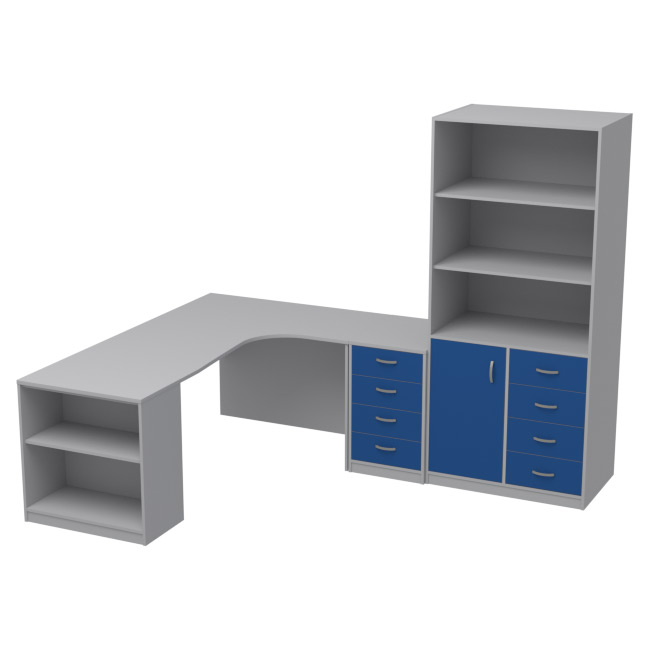 Комплект офисной мебели КП-21 цвет Серый+Синий
