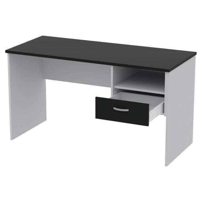 Стол для офиса СТ+1Т-42 цвет Серый + Черный 140/60/76 см