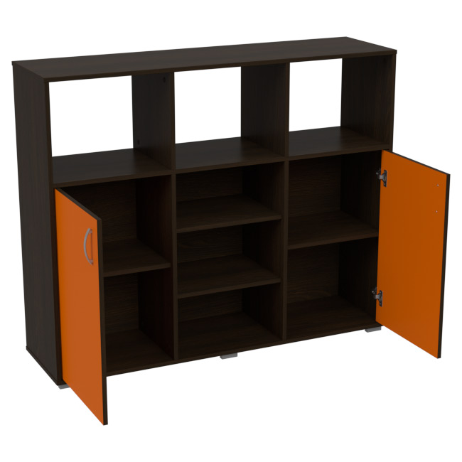 Стеллаж СБ-70/Д цвет Венге+Оранж 135/37/112
