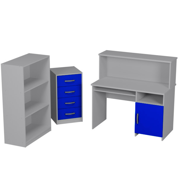Комплект офисной мебели КП-22 цвет Серый+Синий