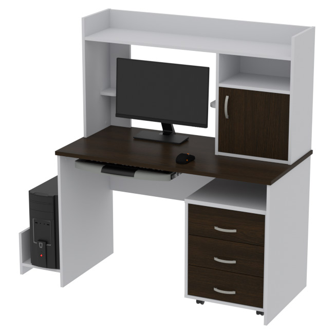 Компьютерный стол КП-СК-1 цвет Серый+Венге 120/60/141 см